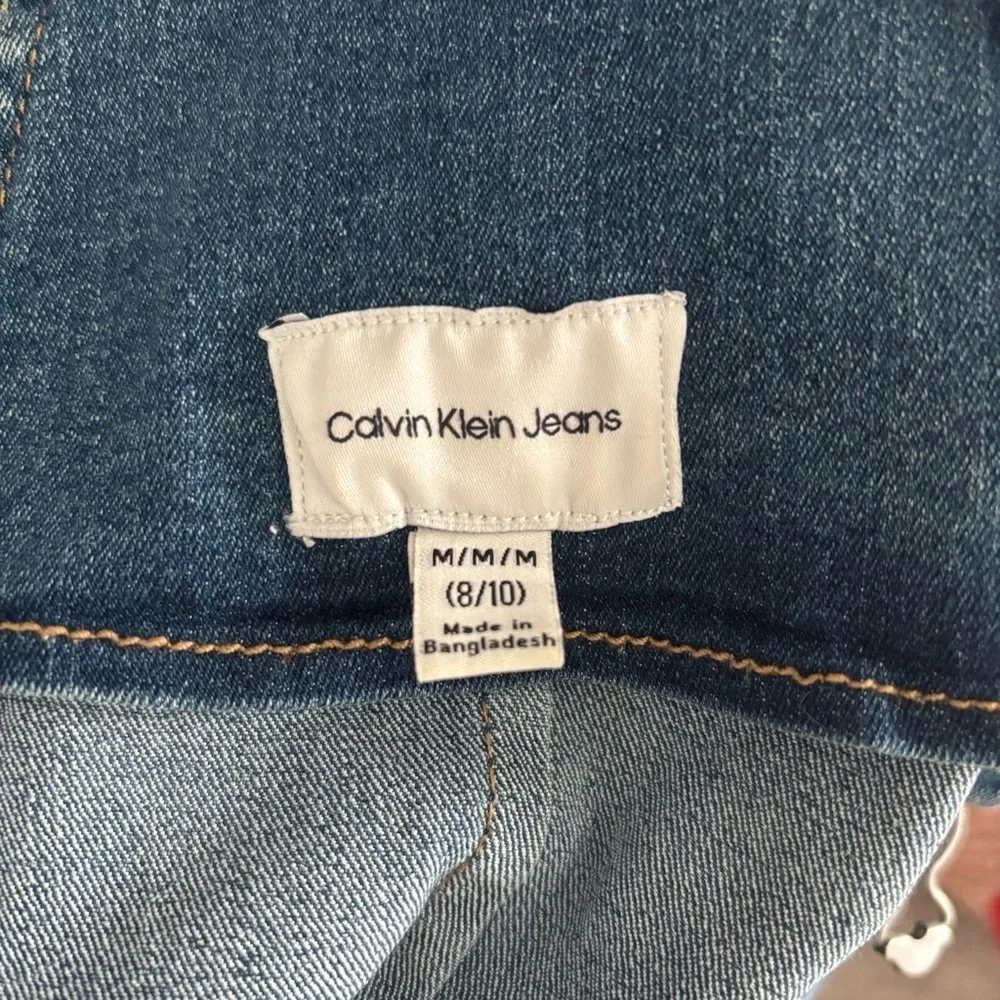 Calvin Klein Jeans Girls Size Medium (8/10) Blue Denim Stretch Shortall Overalls